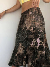 Vintage Random Print Low Rise Midi Skirt